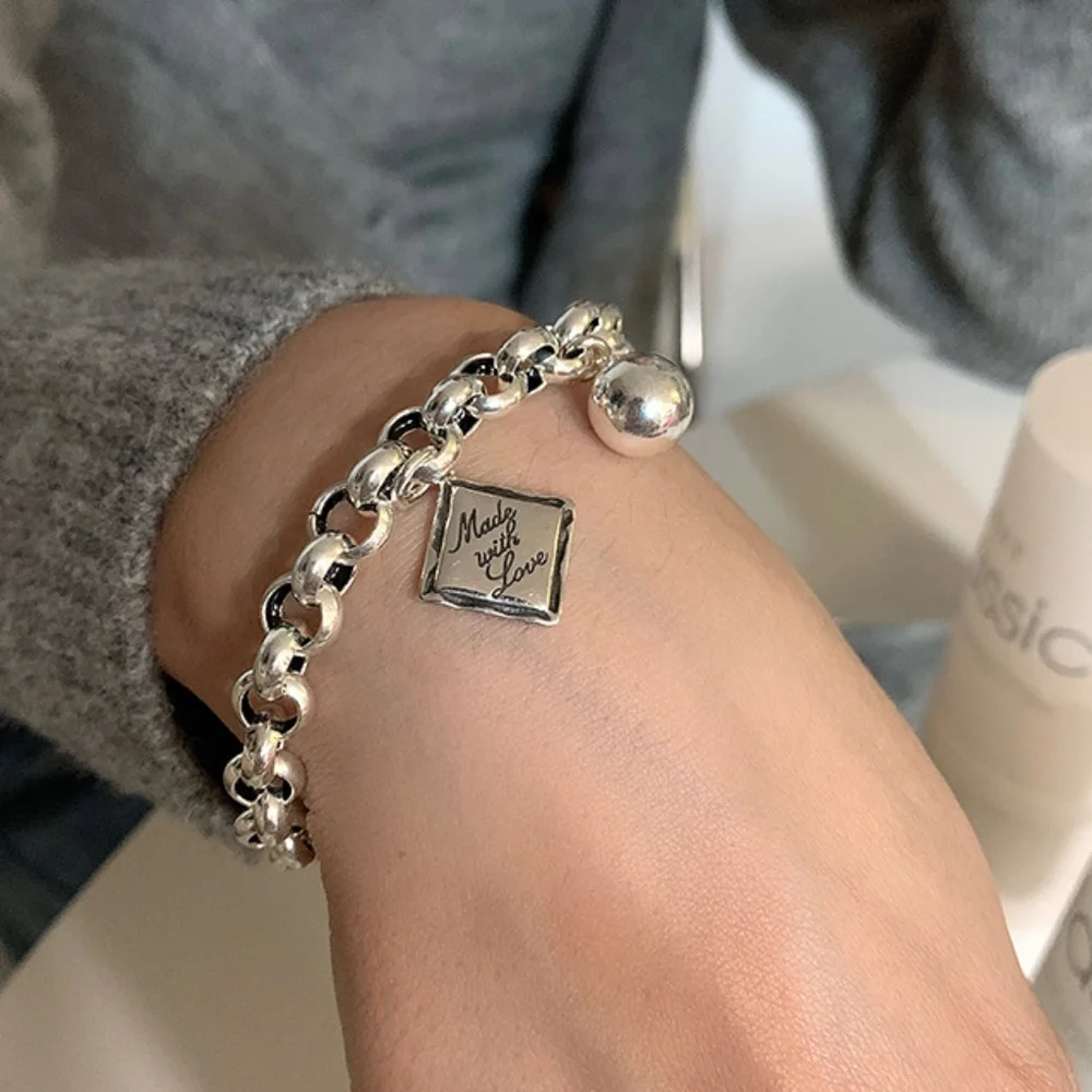 Sterling silver MADE WITH LOVE bracelet
